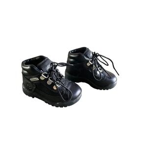 Kids Timberland Black Leather Lace Up Waterproof Boots Toddler Size 4